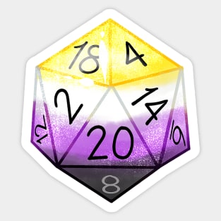 Nonbinary Pride D20 Dice Sticker